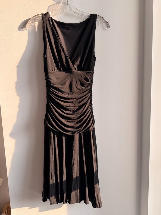 BCBGMaxAzria Dresses & Skirts - BCBGMaxAzria Black Ruched V-Neck Midi Dress